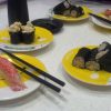 Some of the tasty sushi we sampled. Well, except that pair to the left and back one, IT WAS BLEK!