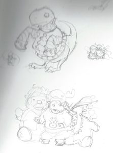 James's sketches were a wee fuzzy at the top, but still ink-over-able.