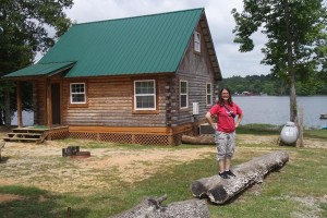 Our cabin at Yogi on the Lake, complete with Felled Logs.