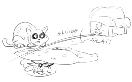 If on a slick floor, usage of Robo-Blankey Mystery Toy can end in Cat-Couch-Splat