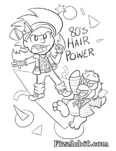 Coloring page of Lydia and Fizzlebit FULL OF 80'S HAIR POWER